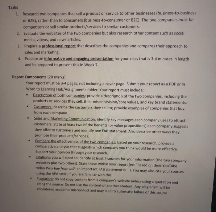  plz answer it it is sales question Tasks 1. Research two