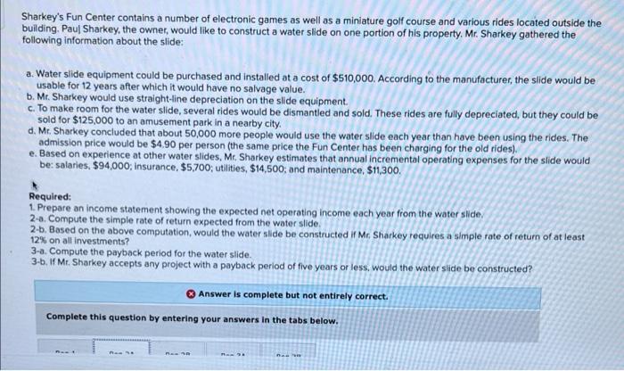 i need help with 2A and 3A Sharkey's Fun Center contains a