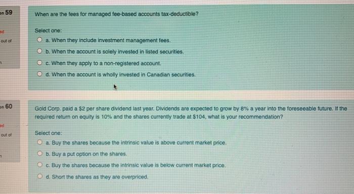 please answer both on 59 When are the fees for managed fee-based