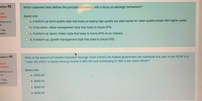 please answer both estion 43 Which statement best defines the principle of