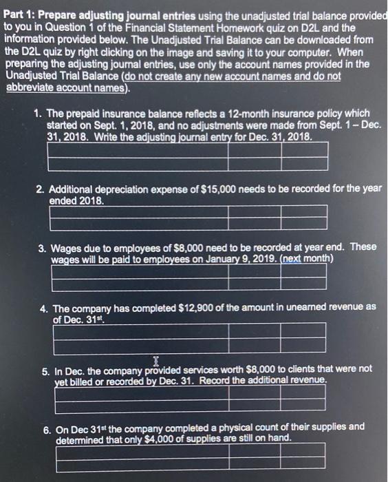 Company Unadjusted Trial Balance December 31, 2018 126,000 23,000 9,500 24,000 110,000
