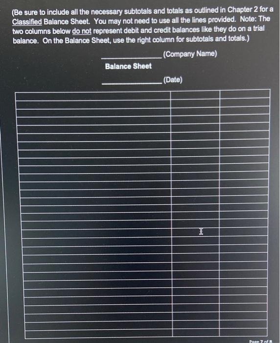 2 of the Financial Statement Homework quiz on D2L, prepare in proper
