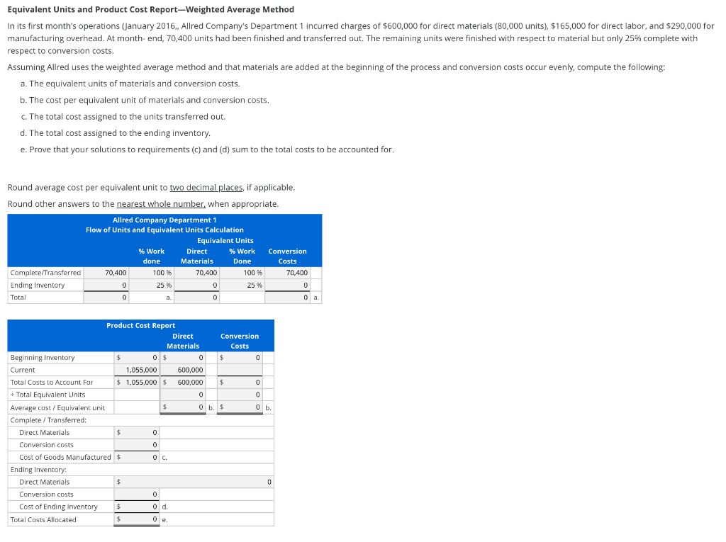  Equivalent Units and Product Cost Report-Weighted Average Method In its first