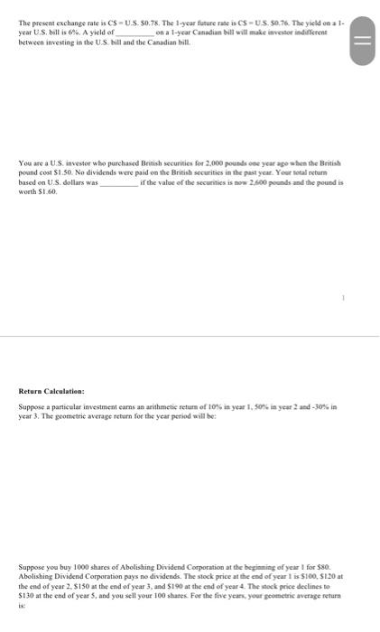  The present exchange rates CS - U.S. 50.78. The 1 year
