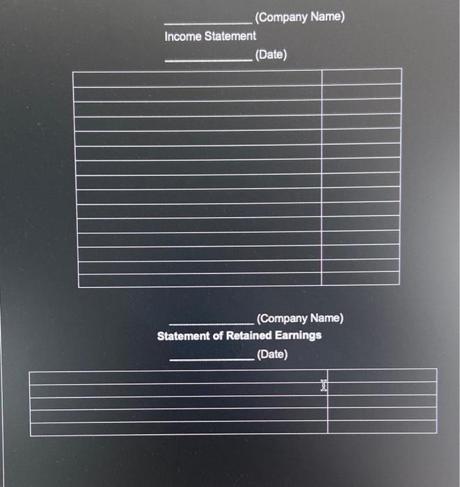 2 of the Financial Statement Homework quiz on D2L, prepare in proper