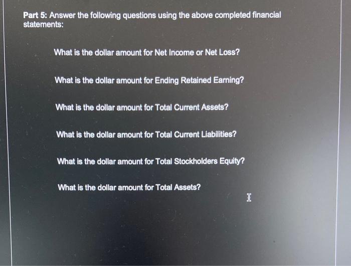 Sheet (in this order). Include all appropriate headings, dates, titles, subtotals and