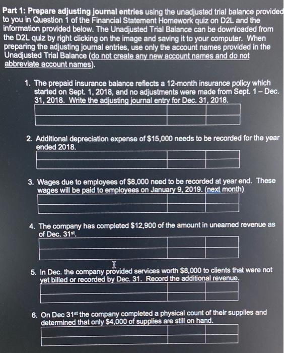 Company Unadjusted Trial Balance December 31, 2018 126,000 23,000 9,500 24,000 110,000