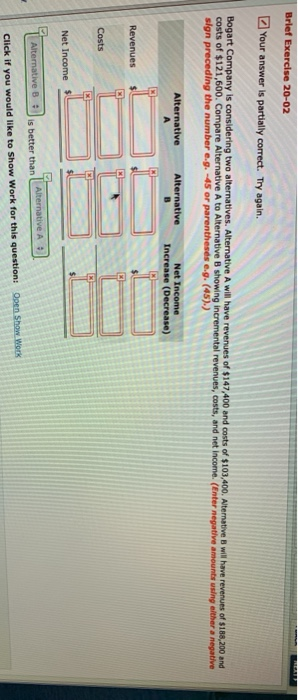 need help on both please Brief Exercise 20-02 Your answer is partially