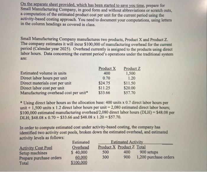  On the separate sheet provided, which has been started to save