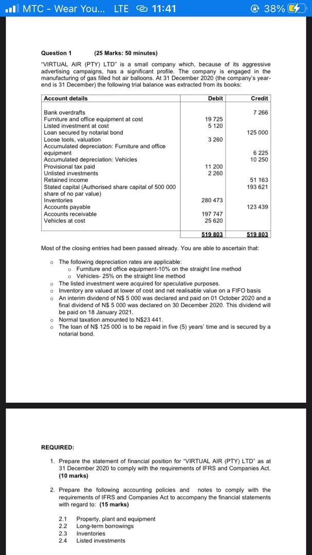 MTC - Wear You... LTE Q) 11:41 @ 38% Question I (25