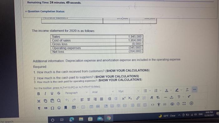 comparative statement of financial position for 2019 and 2020 6 points Save