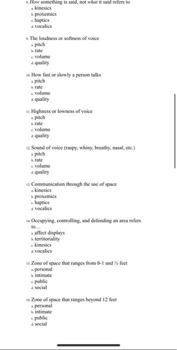 notes and text book - open book quiz. Communication without words is