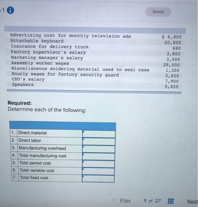 how do i solve this? 1 i Saved Advertising cost for monthly