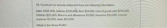  Also: what is operating expenses, noi, net profit 18. Construct an