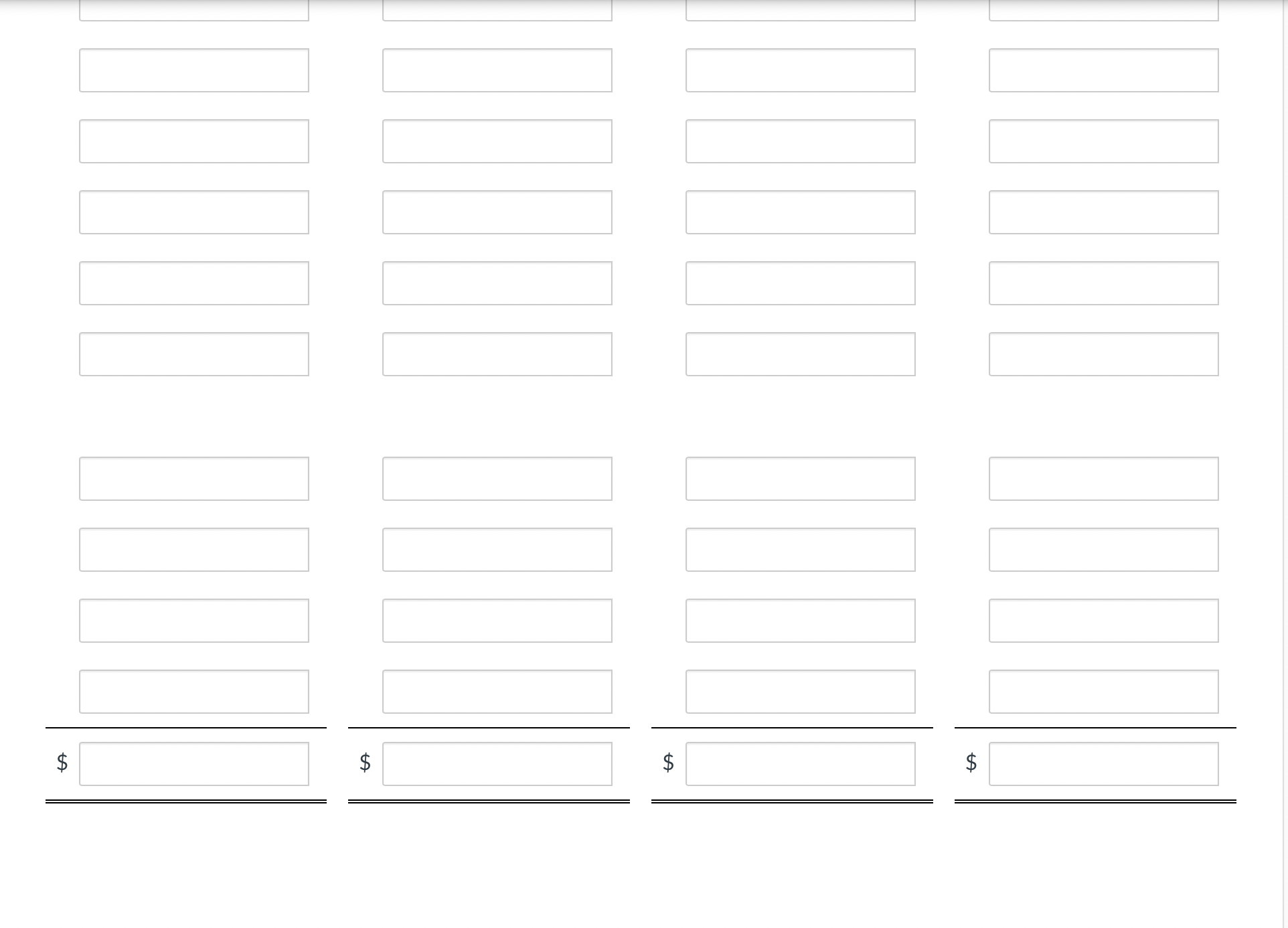 Debit Credit Cash $ 8,900 Accounts Receivable 28,300 Inventory 45,600 Supplies 6,000