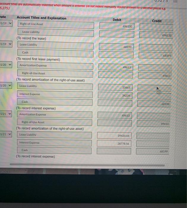  = account titres are automatically indented when amount is entered. Do