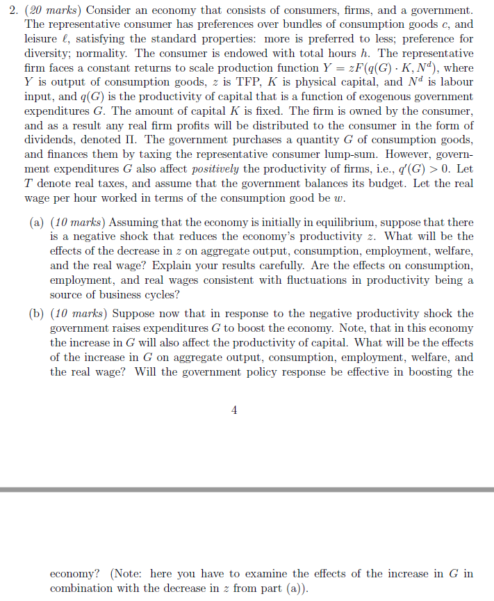 Please help me out, thank you! 2. {2f} marks} Consider an economy