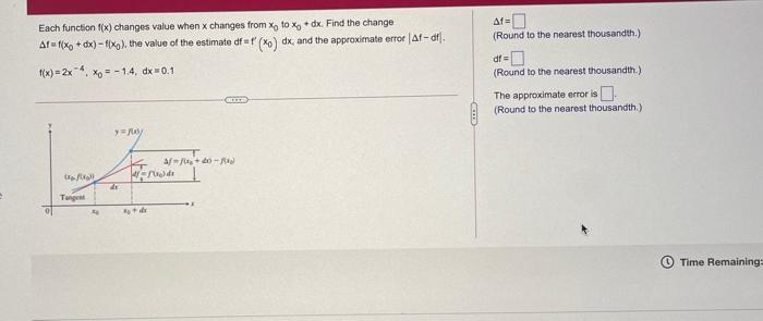  Each function f(x) changes value when x changes from Xo to