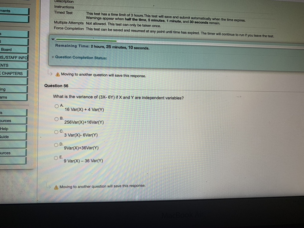 The timer will continue to run if you leave the test. Remaining
