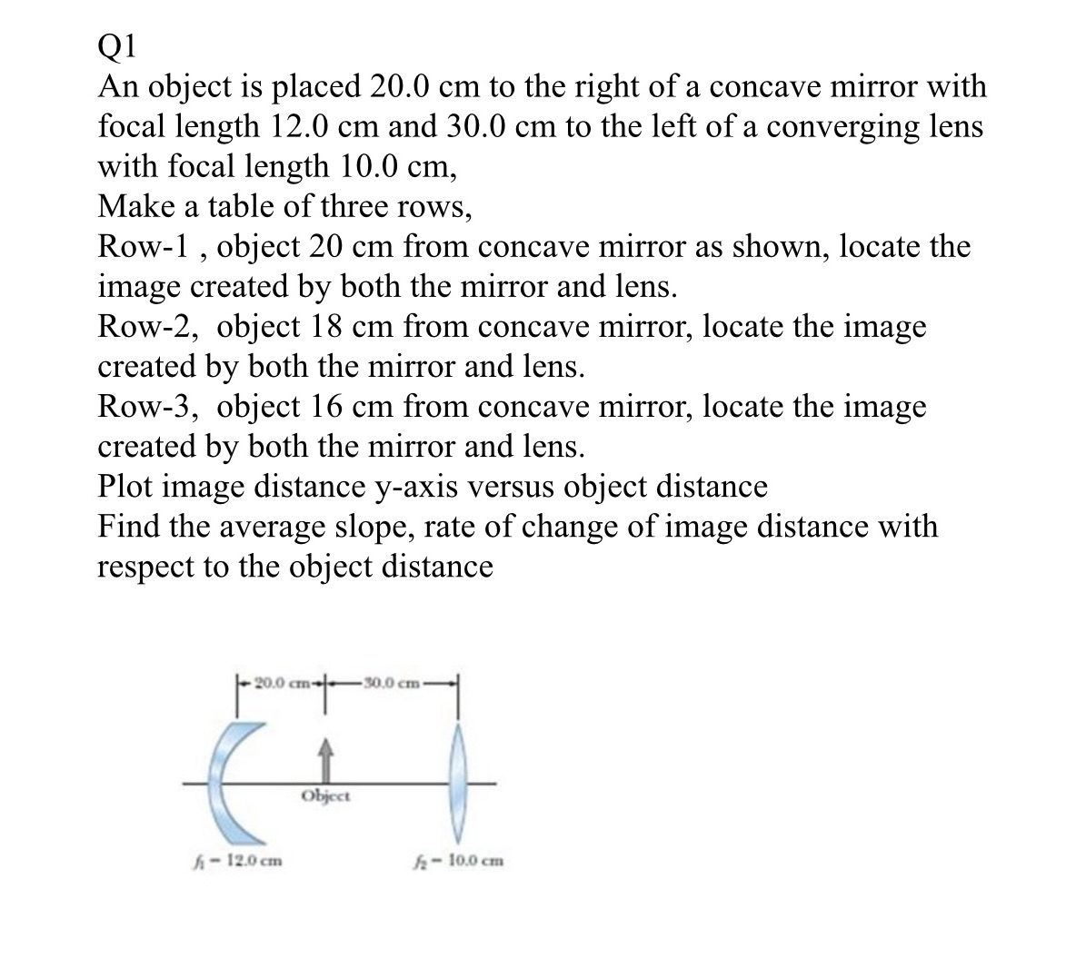Please help me with this Q1 An object is placed 20.0 cm