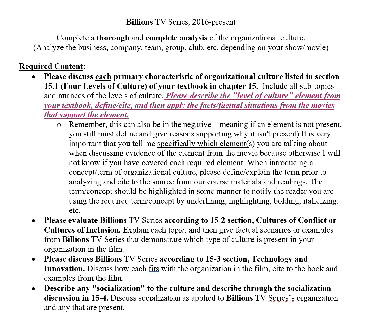  Billions TV Series, 2016-present Complete a thorough and complete analysis of