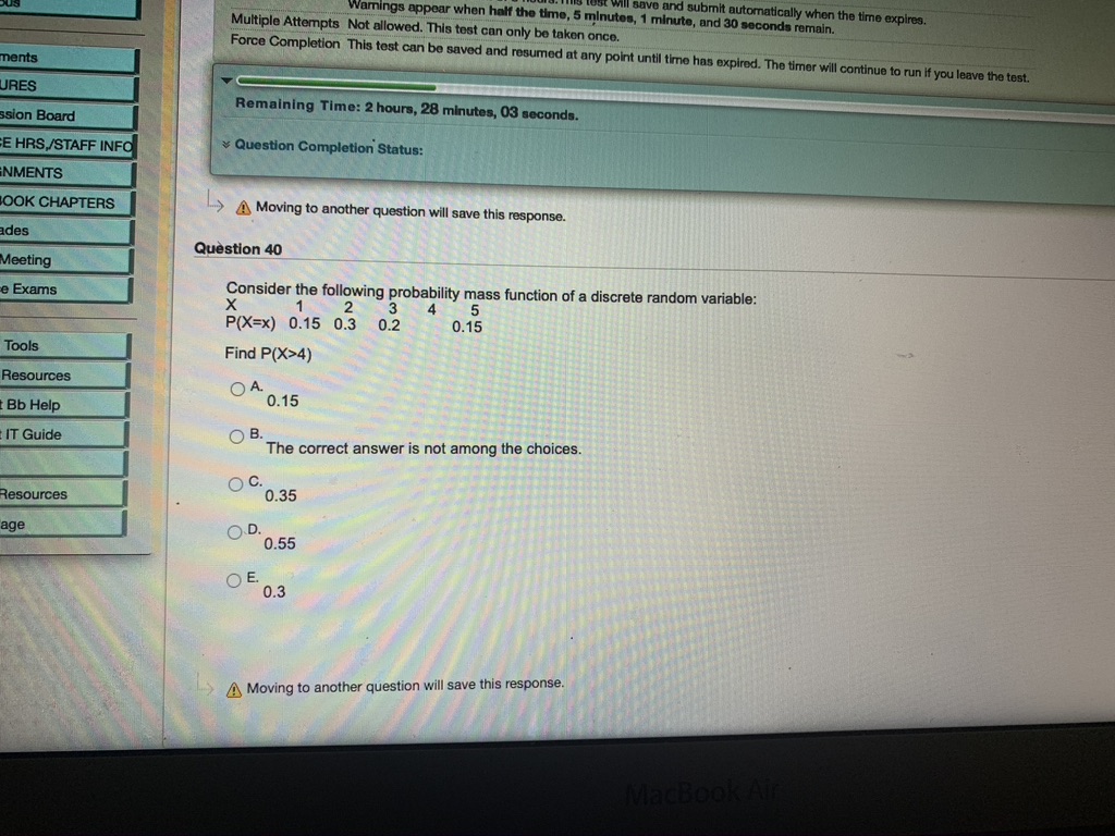 This test has a time limit of 3 hours. This test will