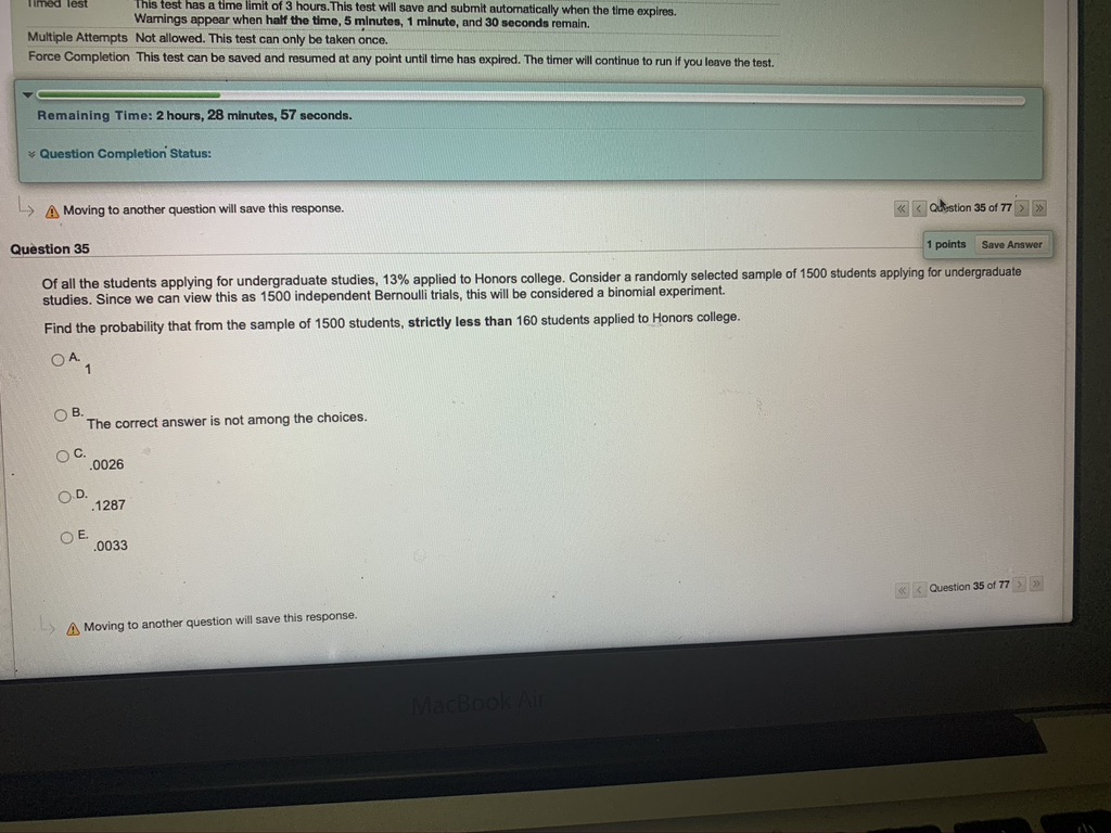 save and submit automatically when the time expires. Warnings appear when half