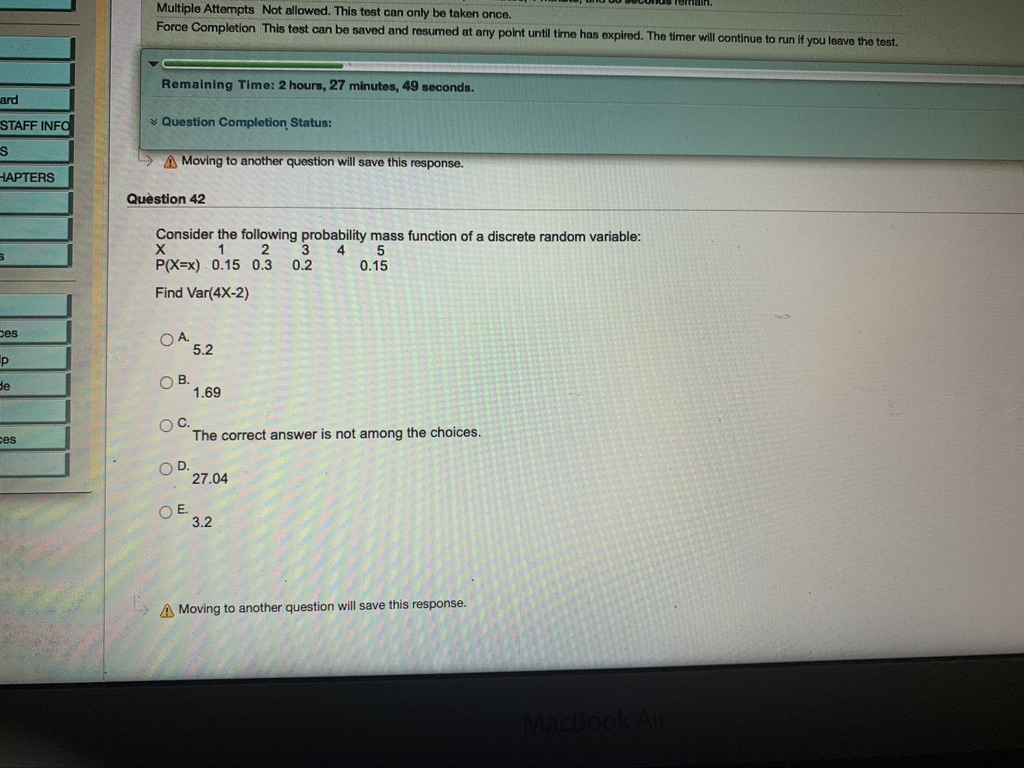 expired. The timer will continue to run If you leave the test.