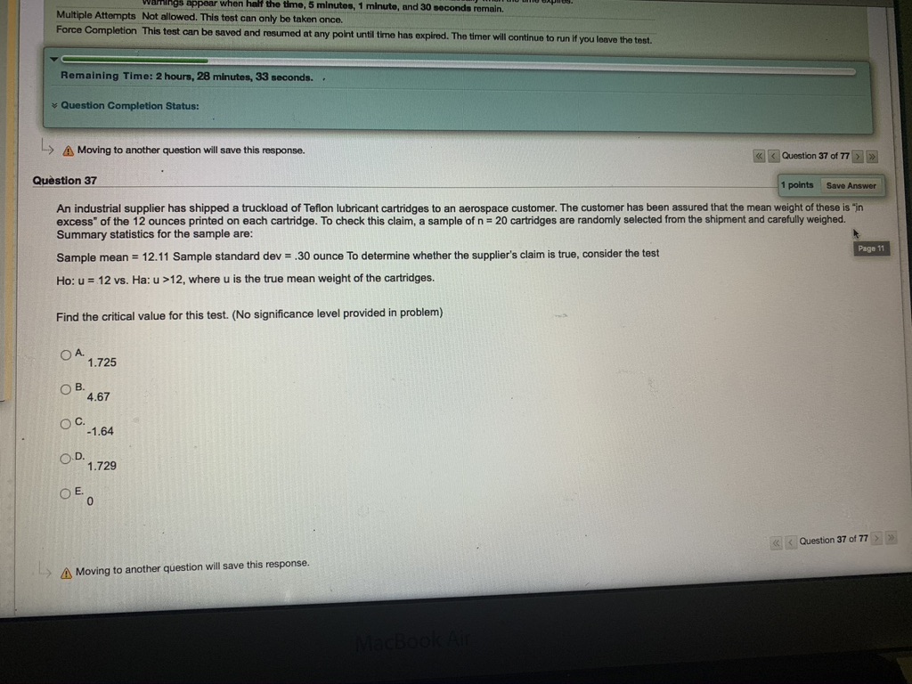 when the time expires. Warnings appear when half the time, 5 minutes,