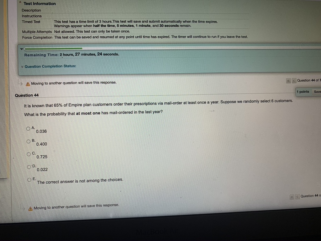 can only be taken once. Force Completion This test can be saved