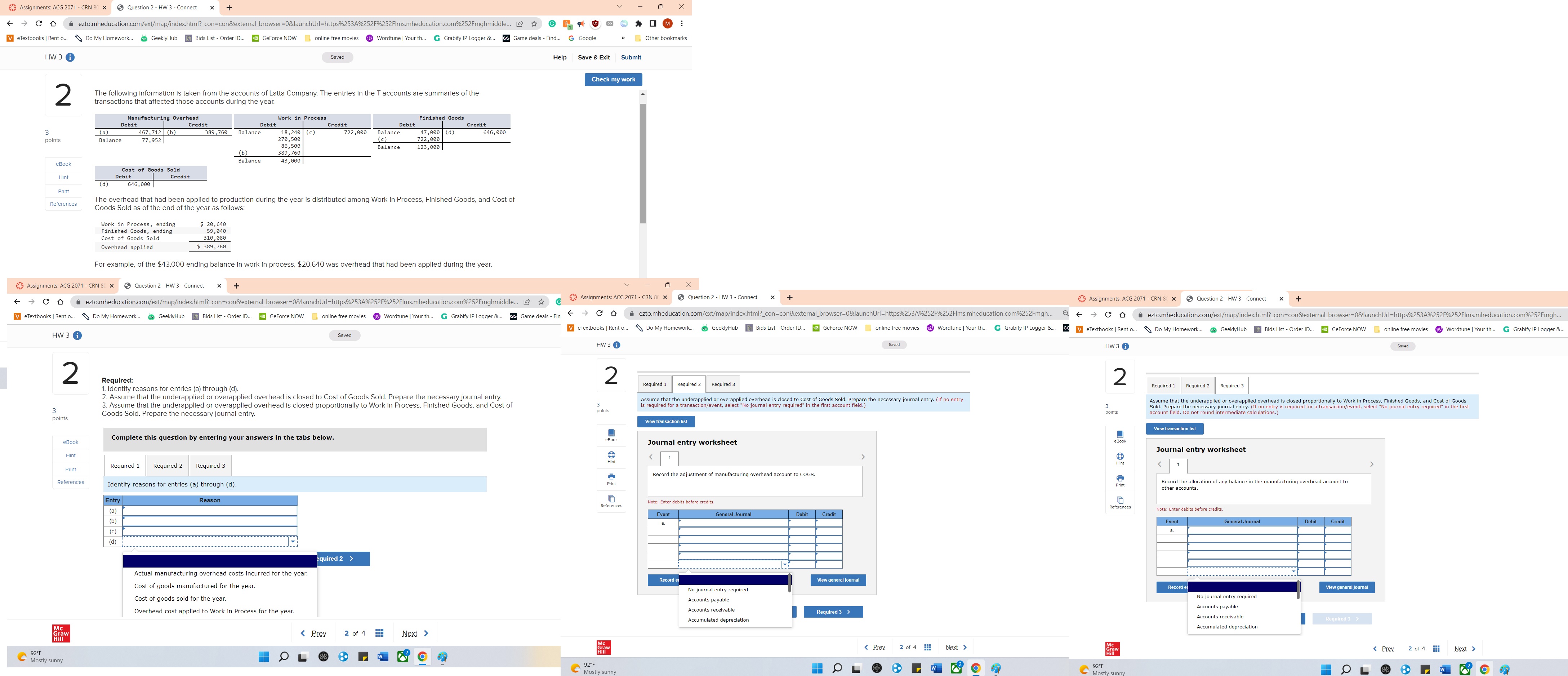 Assignments: ACG 2071 - CRN 8( x Question 2 - HW