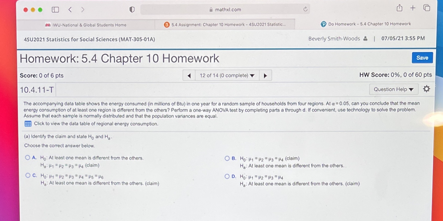 IWU-National & Global Students Home a mathxl.com 0 5.4 Assignment: Chapter 10