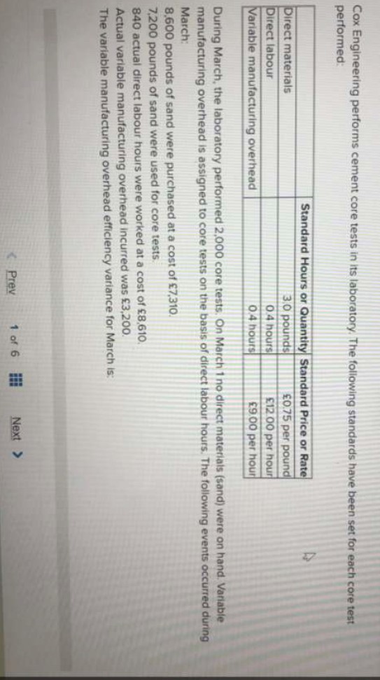  Cox Engineering performs cement core tests in its laboratory. The following