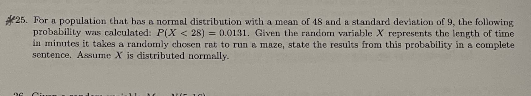  #25. For a population that has a normal distribution with a