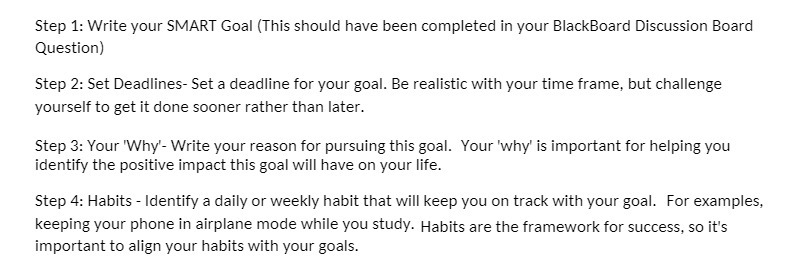  Step 1: Write your SMART Goal (This should have been completed