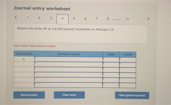 of transactions during the first quarter. a. During January, the company provided