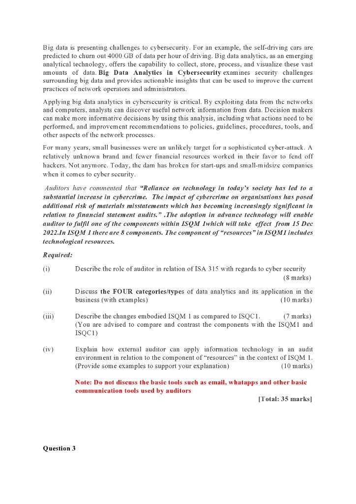 Auditing and Assurance: Case Study Question. Please answer it follow by the