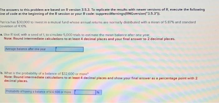  he answers to this problem are based on R version 3.5.3.