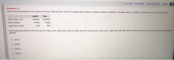  CALCULATOR FULL SCREEN PRINTER VERSION 4 BACK Tax Question 21 Gant