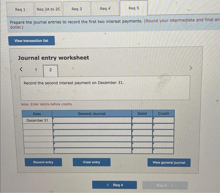 the bonds' issuance. 2) For each semiannual period, complete the table below