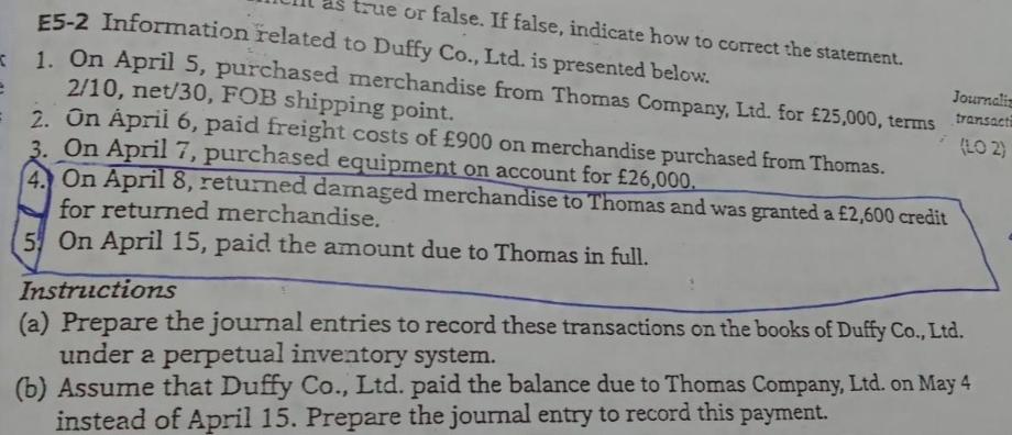  e as true or false. If false, indicate how to correct