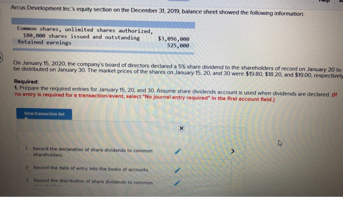  Arcus Development Inc.'s equity section on the December 31, 2019, balance