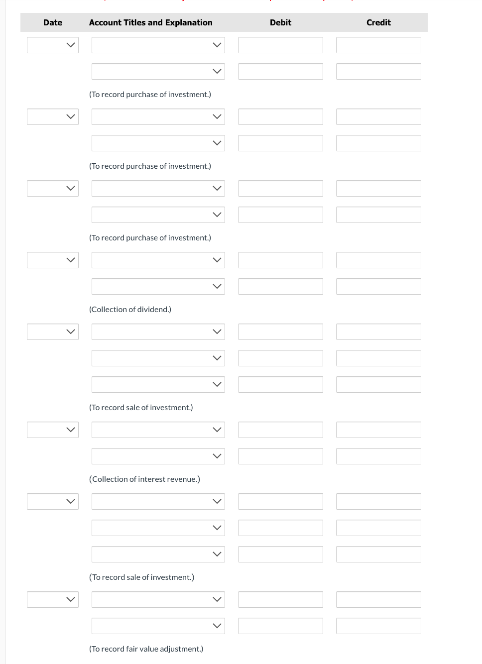Novak Corporation, a public company, had the following transactions related to investments