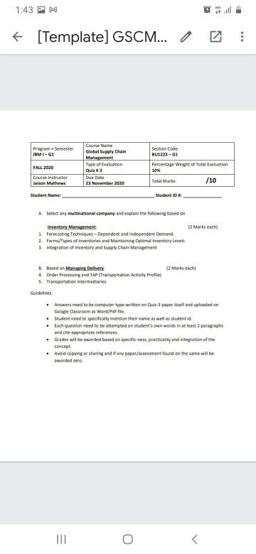  1:43 PM [Template] GSCM... Program + Semester IBMI-GI FALL 2020 Course