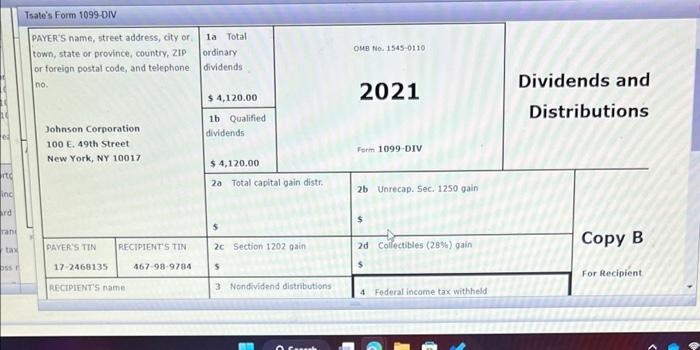 isate's W-2 Form W2 wage and an striement 2021 Tsate's Form 1099-INT