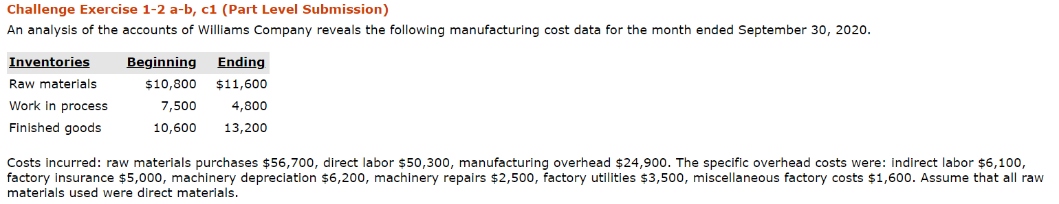 Challenge Exercise 1-2 a-b, c1 (Part Level Submission) An analysis of