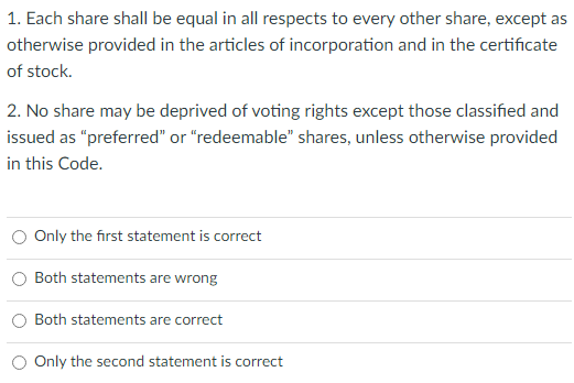 TIMED TASK 1. Each share shall be equal in all respects to