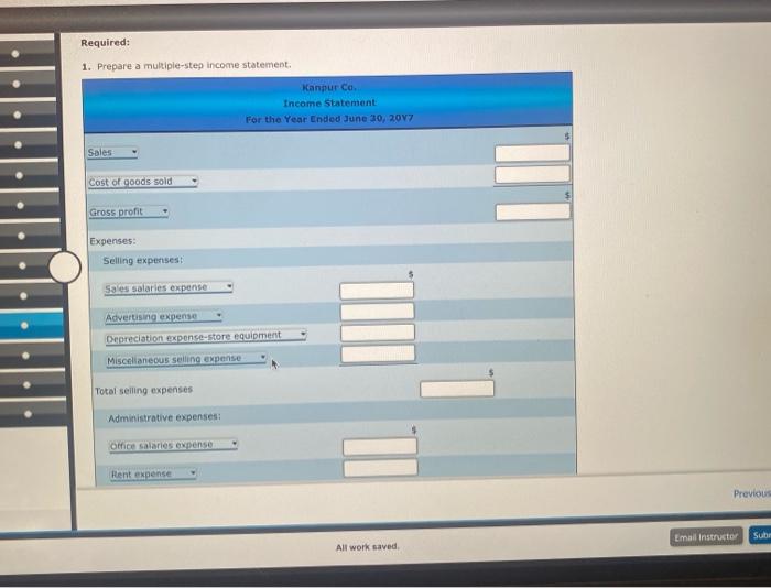 sheet The following selected accounts and their current balances appear in the