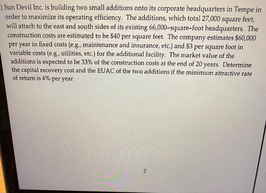 -) Sun Devil Inc. is building two small additions onto its