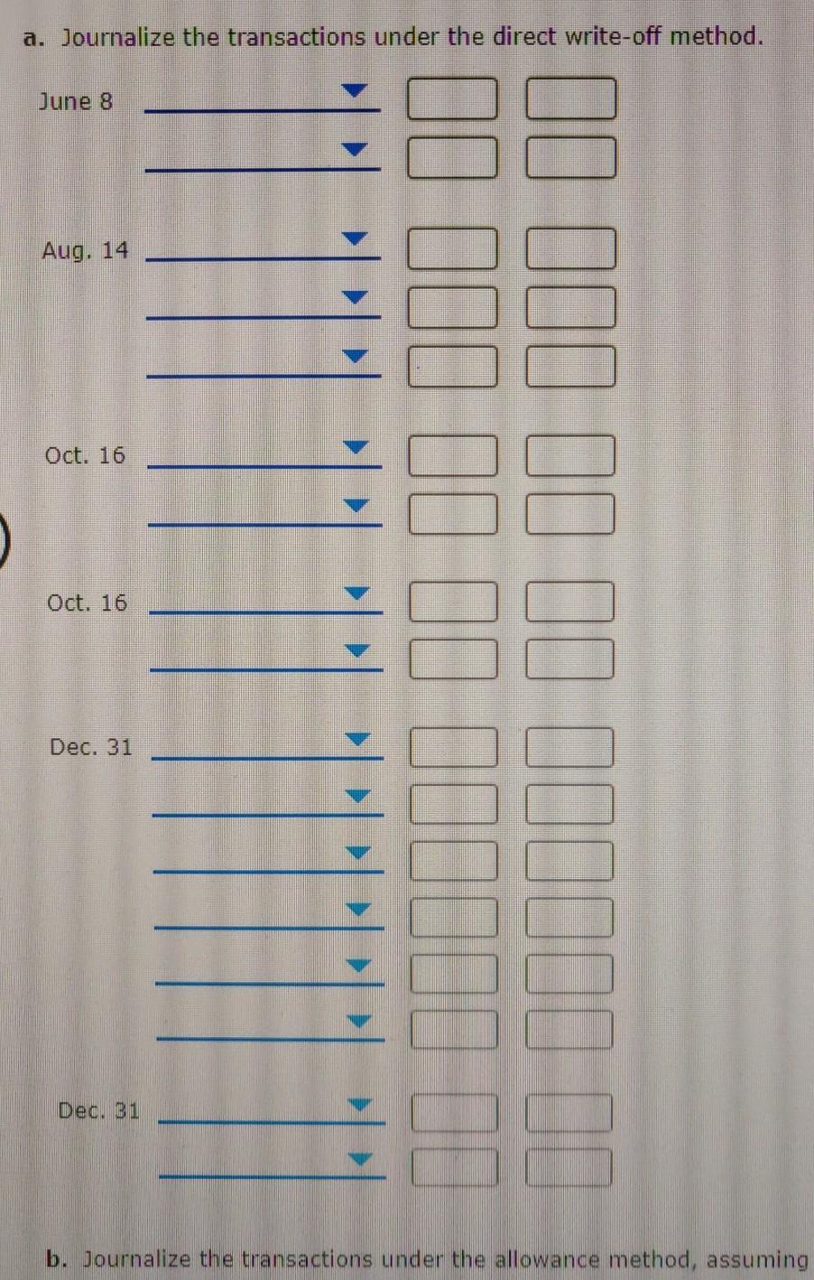 Entries for Bad Debt Expense Under the Direct Write-off and Allowance Method